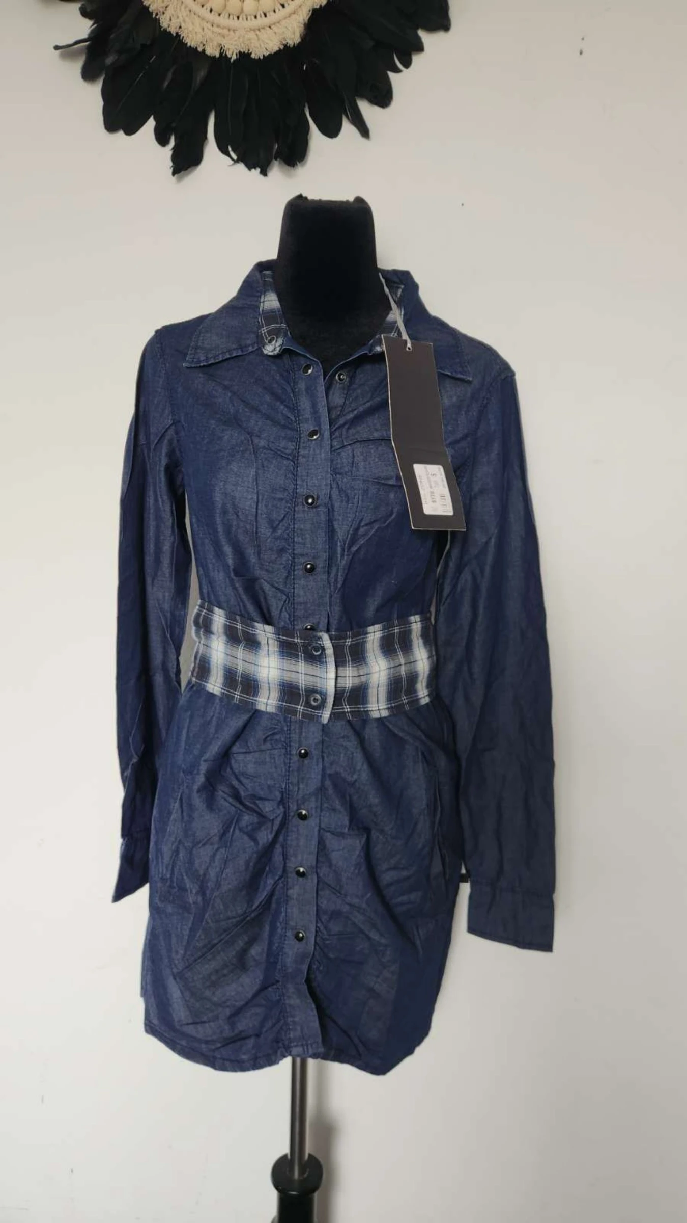 Stijlvolle vloeiende denim overhemdjurk ●Maat S●🌸 Nieuw met label – photo 2